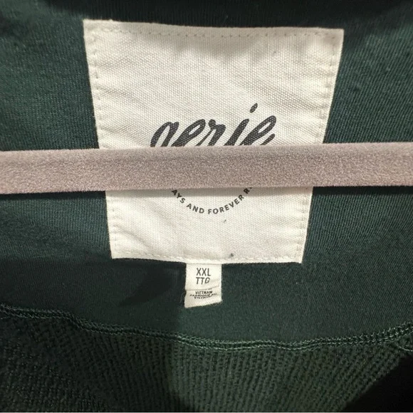 Aerie Sherpa Teddy Fleece Half Zip Pullover Hoodie Forest Green XXL Sweatshirt - Picture 4 of 7